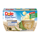 Dole Fruit Bowls Pears Diced In Light Syrup 4 Oz Cup Full-Size Picture